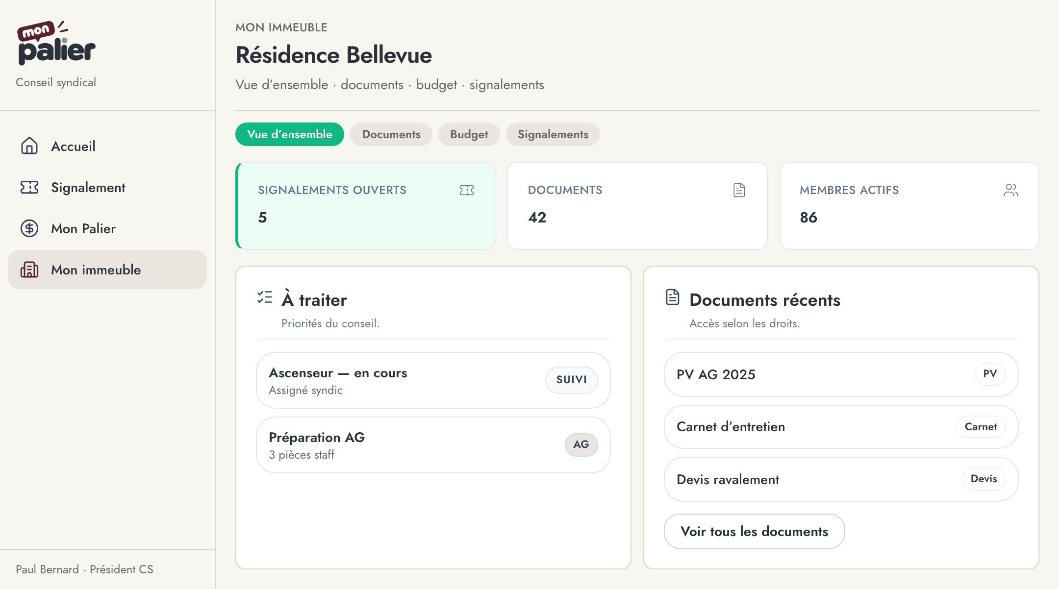 Mon immeuble conseil syndical — documents et priorités